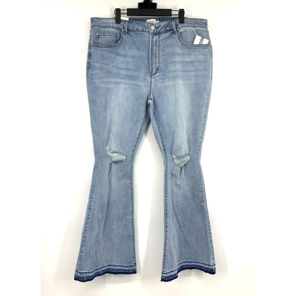 True Craft Jeans High Rise Blue Distressed Denim Raw NWT